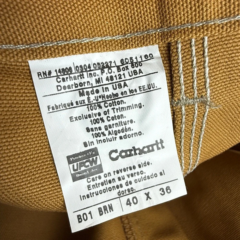 Carhartt B01 BRN‎ Double Front Work Dungaree Brown Duck Pants 40x36 USA NWT NOS